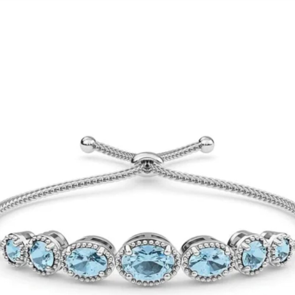 Beautiful Ever True Sky Blue Topaz Bolo Bracelet